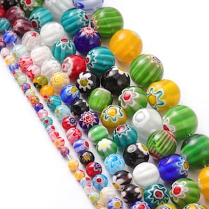 Mixed Colors Round 4mm 6mm 8mm 10mm 12mm 14mm Millefiori Glass Loose Crafts Beads lot for Jewelry Making DIY Crafts
