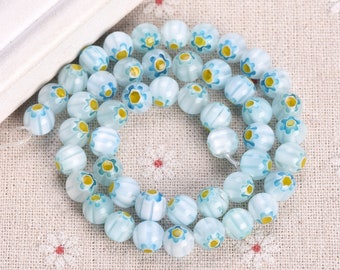 Perline Di Vetro A Forma Di Fiore Di Margherita 9-7 Mm - Bianco - Foto 4