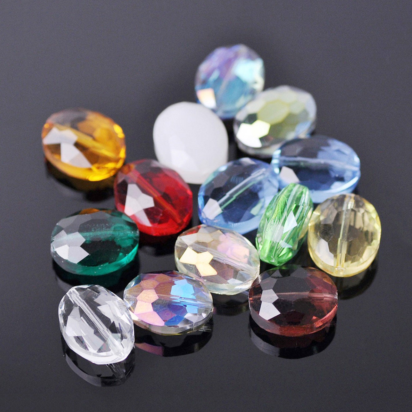 5pcs 24X20mm Glass Crystal Charm Flat Oval Loose Spacer Craft Beads DIY Jewelry 5pcs 24X20mm Glass Crystal Charm Flat Oval Loose Spacer Craft Beads DIY Jewelry