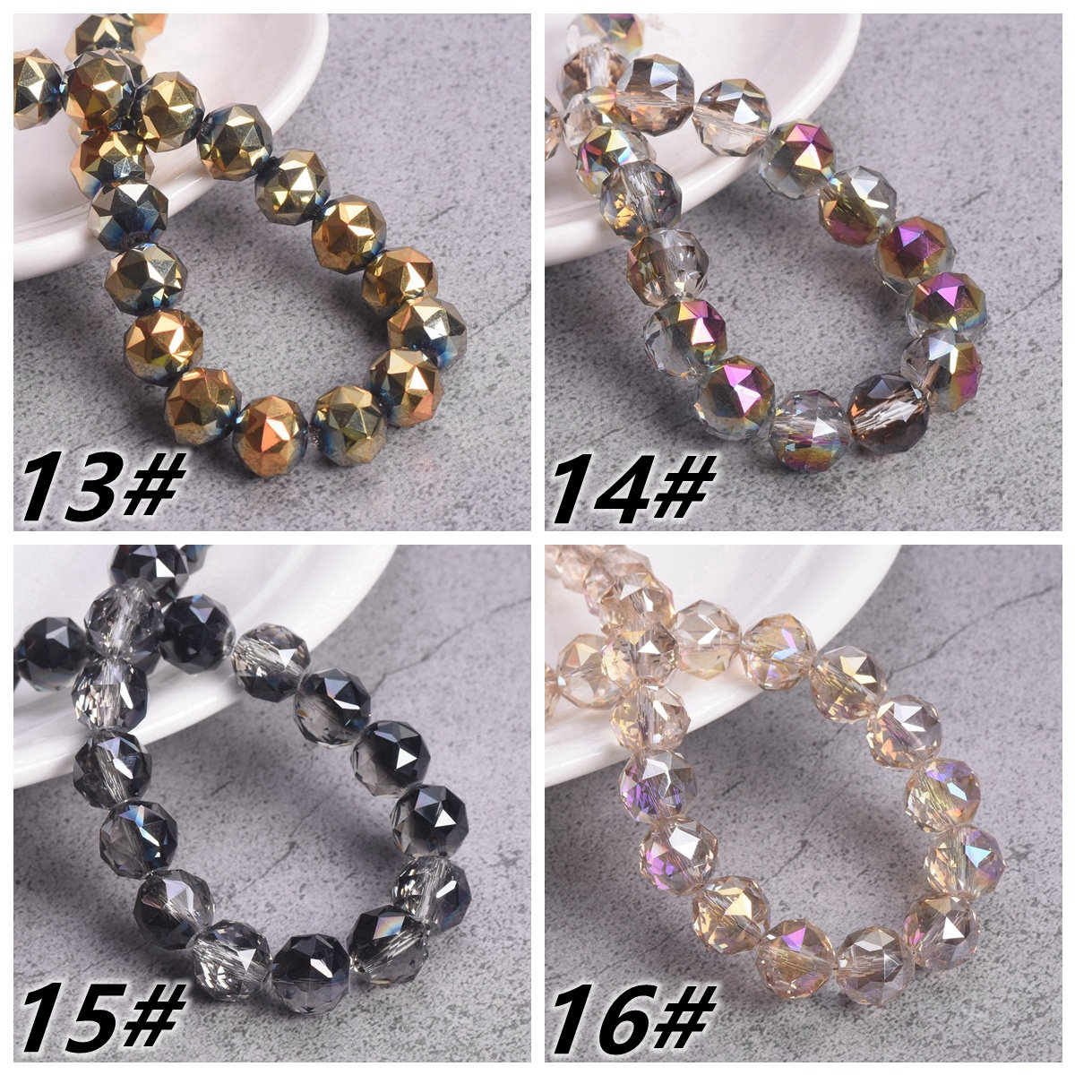 12mm 18 Pezzi O 34 Pezzi Zaffiro Chiaro Tradizionale Ceco Fuoco Lucidato Tondo Sfaccettato Perline Di Vetro Sfuse In Sacchetto Azzurro - Italia - Foto 10