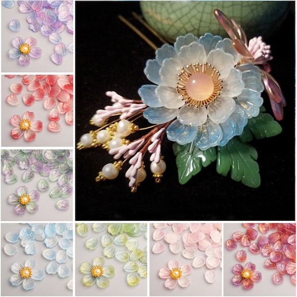 10pcs 12x15mm Floral Petal Shape Crystal Lampwork Glass Loose Top Drilled Pendants Beads for Jewelry Making DIY Crafts Findings