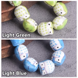 5pcs Owl 15mm Handmade Painting Ceramic Porcelain Loose Beads For Jewelry Making DIY Bracelet Findings image 5