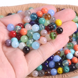 Mixed 50pcs Round 8mm Crystal/Opaque Glass Loose Beads Lot For Jewelry Making DIY Bracelet Findings