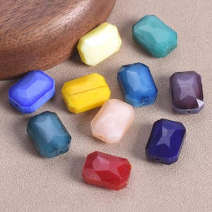 10pcs Rectangle Shape 14x10mm Faceted Opaque Glass Loose Beads For Jewelry Making DIY Crafts Findings