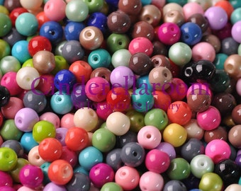 4mm 6mm 8mm Solid Color Coated Opaque Glass Round Loose Spacer Beads for DIY Crafts Jewelry Making Findings---YZ023~YZ025