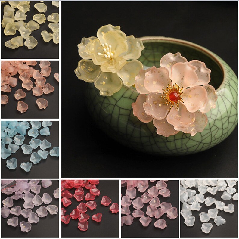 20pcs 18x19mm Flower Petal Shape Crystal Lampwork Glass Loose Pendants Beads lot 