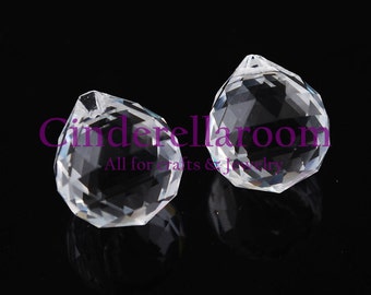 Bulk Lot 5pcs 22X20mm Clear Crystal Prism Teardrop Pendants Loose Spacer Glass Beads Chandelier Wedding Decor Findings SKU GC010-1