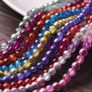 Half Silver Plated Round Loose Spacer Crystal Glass Crafts Beads For Jewelry Making Findings 4mm 6mm 8mm SKU YZ092~YZ094-0