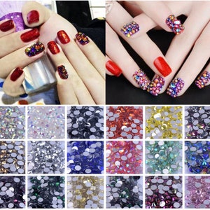 1728pcs SS4 SS6 SS8 SS10 SS12 1.5~3mm Nail Art Rhinestones Glitter Diamond Crystal Gems 3D Tips DIY Decoration  --- TZ201