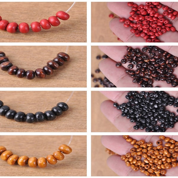 Wholesale Bulk 1000pcs Nature Natural Wood Rondelle Loose Seed Spacer Beads Jewelry Making Crafts Findings New DIY---5 Colors MT100