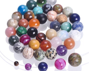 Lote de cuentas de piedras preciosas sueltas redondas de 4 mm, 6 mm, 8 mm, 10 mm y 12 mm para hacer joyas y pulseras DIY