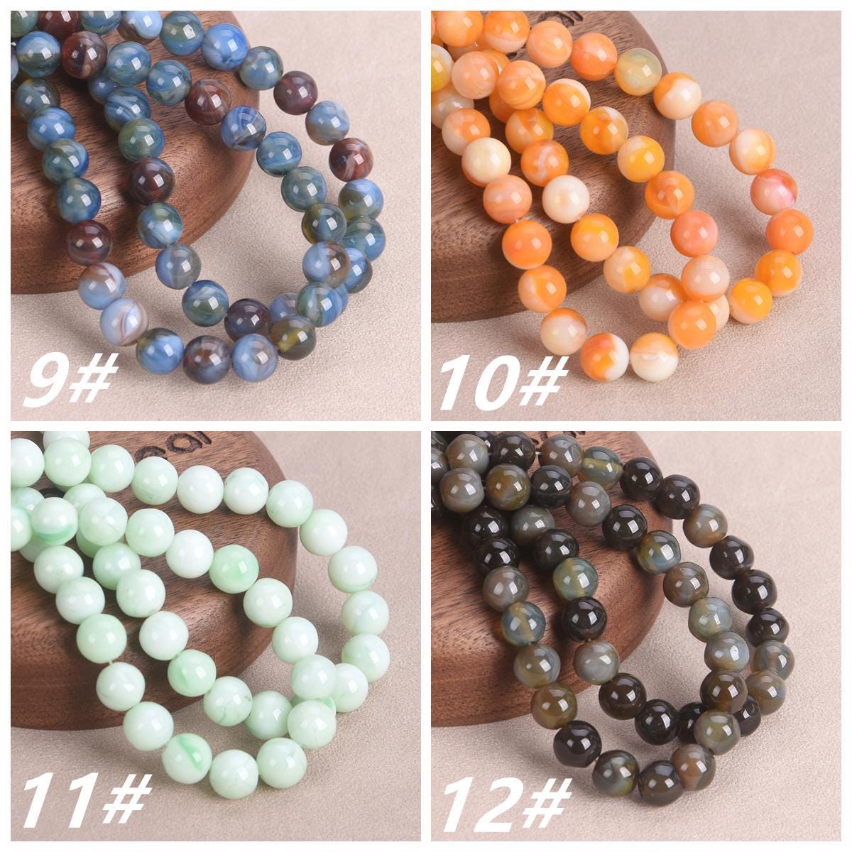 Anevous 50 Stück Glasperlen Aus Jadeimitat,8mm Runde Perlen,Loch: 1,5 Mm,Lose Glasperlen Für Schmuck,Handyhüllen,Ringe,Armbänder,Ohrringen,Halsketten, Schmuckherstellung,Lilablau