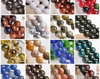 Round Natural Stone 4mm 6mm 8mm 10mm 12mm Gemstone Loose Beads Lot For Jewelry Making DIY Bracelet