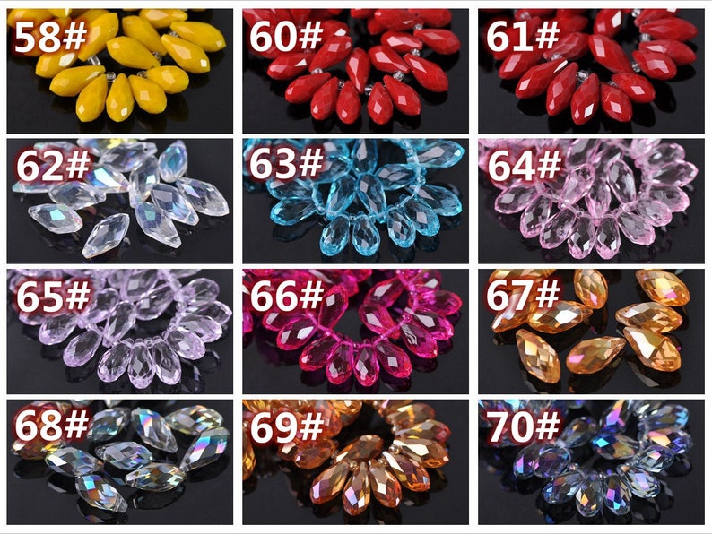20pcs 16x8mm Teardrop Faceted Crystal Glass Pendants Craft Etsy