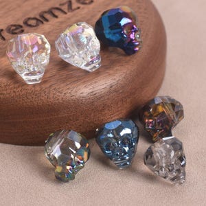 5pcs 14X13mm Skull Head Faceted Colorful Crystal Glass Loose Beads for Jewelry Making DIY Crafts Findings