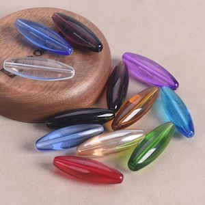 5 Stück lange ovale Rugby-Form 40 x 12 mm Kristallglas Lose Perlen für Schmuckherstellung DIY Vorhang Zubehör
