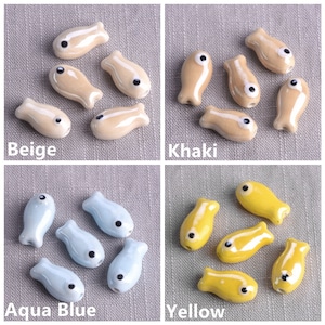 10pcs 19x10mm Fish Shape Handmade Shiny Glossy Glazed Ceramic Porcelain Loose Beads for Jewelry Making DIY Crafts Findings image 5