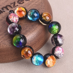 5pcs Round Glow In Dark Luminous 8mm 10mm 12mm Two-sided Handmade Lampwork Glass Loose Beads for Jewelry Making DIY Crafts Findings