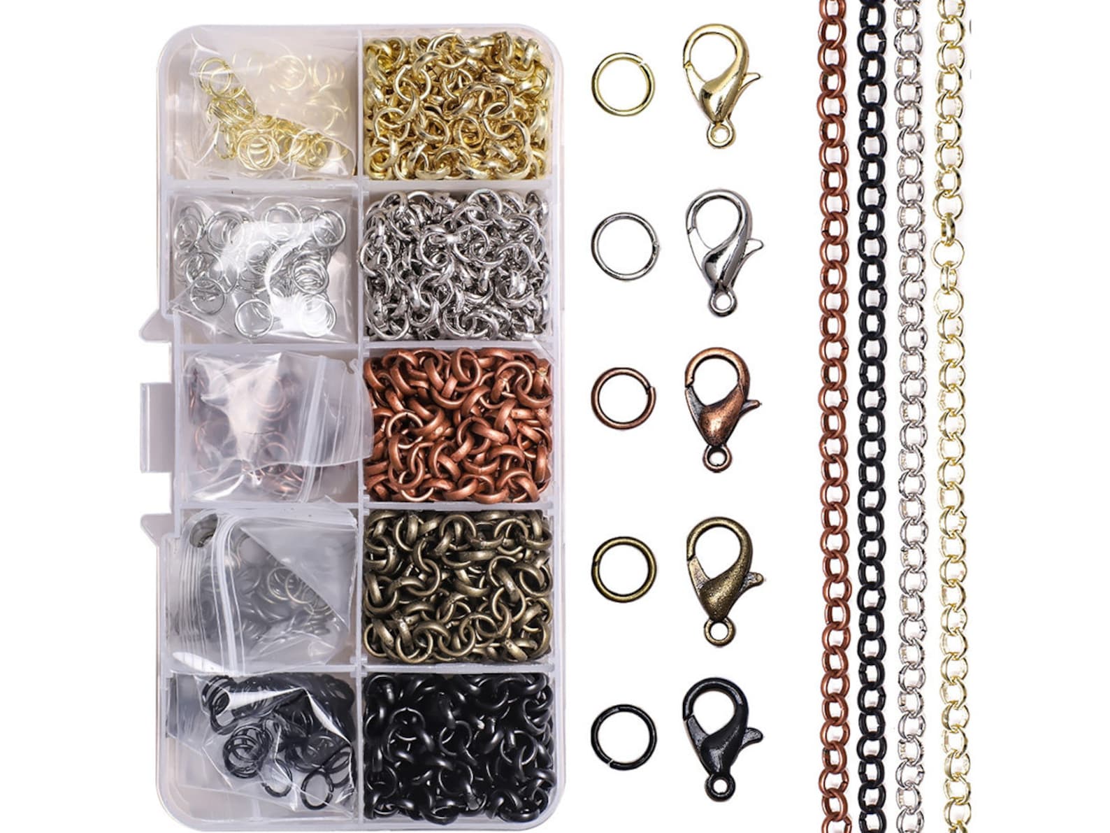 1 Box 5 Colors Metal Jewelry Making Kit Chain Split Jump Ring Etsy