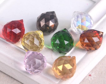 2pcs 22X20mm Teardrop Faceted Hanging Ball Crystal Glass Beads Pendants Lamp Prism Chandelier Findings