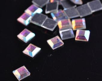 200 piezas 4 mm 6 mm cuadrado Flatback Hotfix Iron-On Crystal Glass Rhinestones - Pegamento en la parte posterior - Artesanías de costura Decorar joyería Fabricación de hallazgos