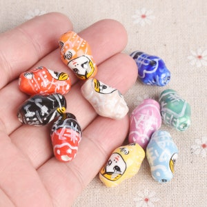 5pcs 22x13mm Matryoshka Russian Doll Shape Handmade Ceramic Porcelain Loose Beads For Jewelry Making DIY Crafts Findings imagem 4