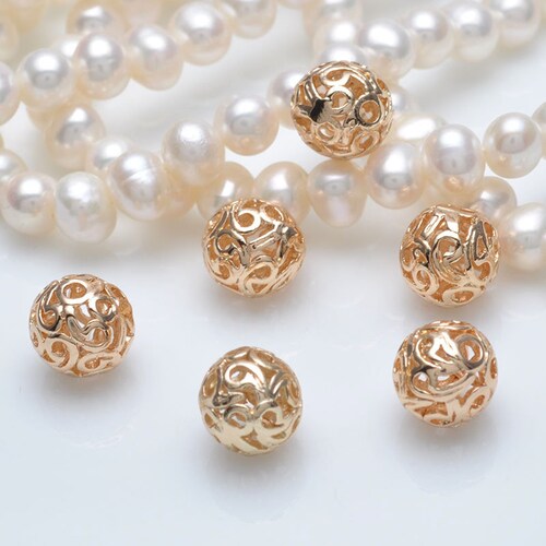 50pcs/lot 8/10/12/14/16mm Big Size Gold Plated Copper Beads-Gold