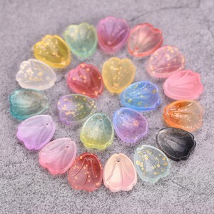 10pcs 12x15mm Floral Petal Shape Crystal Lampwork Glass Loose Top Drilled Pendants Beads for Jewelry Making DIY Crafts Findings