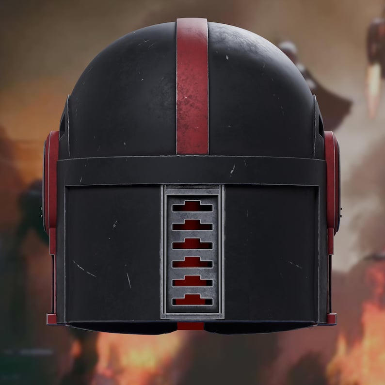 May include: A matte black helmet featuring a prominent vertical red stripe running down the center. The design includes a rectangular silver vent panel on the front, circular red side accents, and a smooth, rounded dome with subtle surface wear.