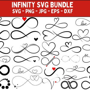 Infinity Symbol SVG Bundle: Heart Clipart, Silhouette (Digital Download)