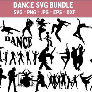 Dance Silhouette SVG Bundle: Dancers Clipart, Cut Files (Instant Download)
