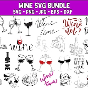Wine SVG Clipart Bundle: Wine Glass, Vineyard Designs (Digital Download