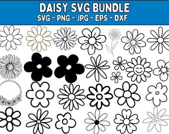 Pacote Daisy SVG: Arquivos de corte de flores para Cricut (download digital)
