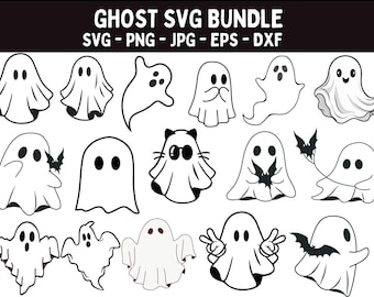 Ghost bundle svg, Ghost Svg, Halloween Svg, Cute Ghost Svg, Ghost Clipart, Halloween Clipart, Ghost Files For Cricut, Ghost Silhouette