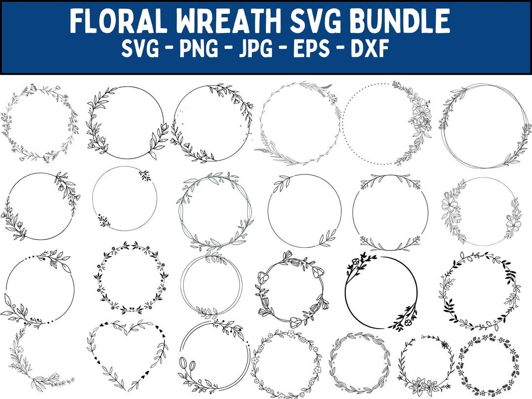 Floral Wreath SVG Bundle: Wedding Circle Frame (digital Download) - Etsy