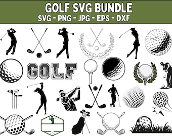 Pacchetto SVG Golf: Clipart monogramma, file di taglio (download digitale)