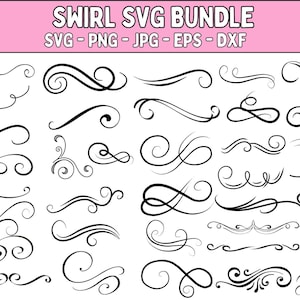Wir SVG, Dekoracyjny Wir Clipart, Rozkwit SVG, Ozdobny Wir PNG, Elegancki Plik Cięcia Wiru, Projekt Cricut Flourish, Natychmiastowe Pobieranie