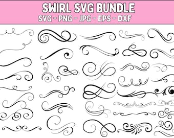 Swirl SVG, Decorative Swirl Clipart, Flourish SVG, Ornamental Swirl PNG, Elegant Swirl Cut File, Cricut Flourish Design, Instant Download