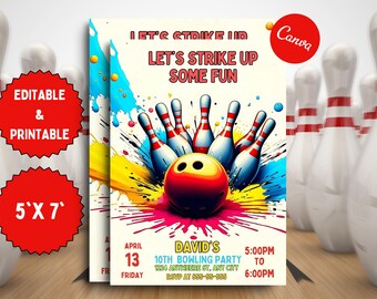 Bowling Birthday Invitation Template: Strike Up Some Fun (Digital Invite)