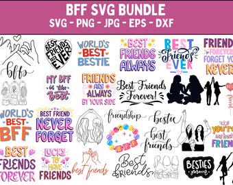 Best Friend Svg Bundle, Friend Svg Bundle, Friendship Svg, Friends Clipart, Friends Cut Files For Circurt, Bestie Svg, Bestie Friend Svg,Png