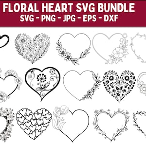 Blumenherz Kranz svg, Blumenherz svg, Valentinstag Clipart, Blumenherz-T-Shirt, Blumenherz-Papierschnittdatei, Herz SVG für Cricut