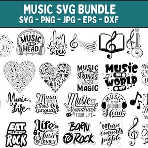 MUSIKNOTEN SVG, Musiknoten Bundle SVG, Musiknoten Clipart, Musiknoten Schnittdateien für Cricut, Musiknoten Vektor