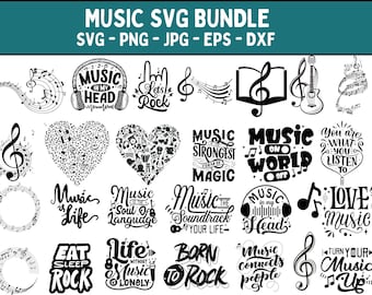 Music Notes SVG Bundle: Cricut Cut Files, Clipart (Digital Download)