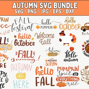 Pacchetto SVG autunnale: design per autunno, Halloween e Ringraziamento (download digitale)