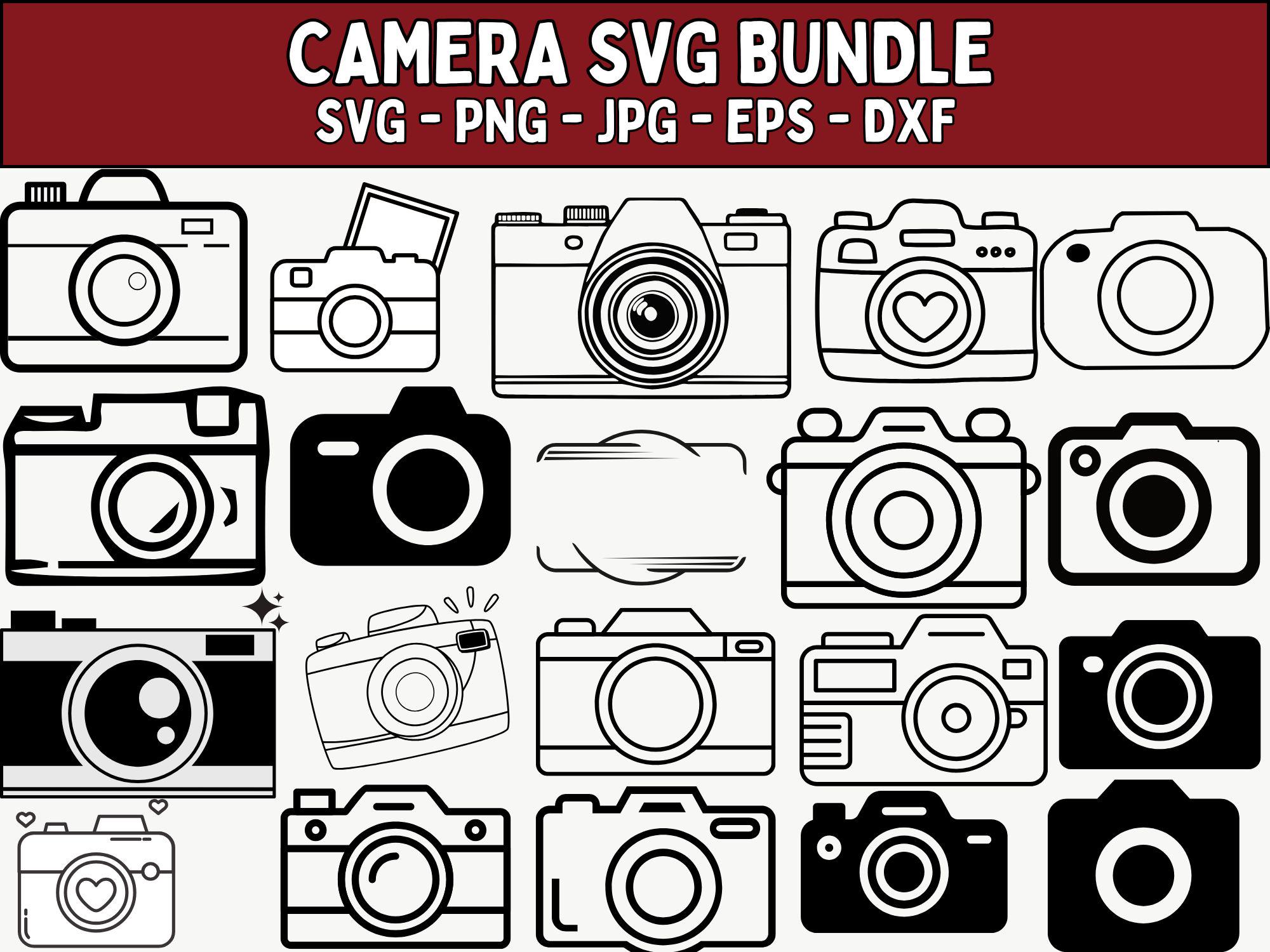 Camera SVG Clipart Bundle: Photography Silhouette, Cricut Cut Files ...