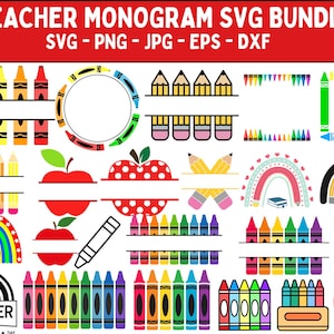 Crayon Split Monogram Svg, Crayon svg, Teacher Svg, Crayon Wrapper Svg, Crayon Set Svg, Crayon Wrapper Cut File, Crayon Shirt Svg