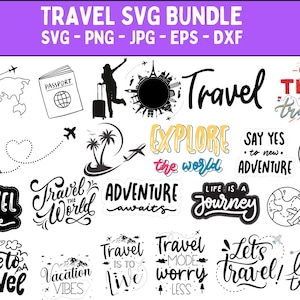 Reise-Svg-Bundle, lustige Reise-Svg, Reise-Svg, Reise-Clipart-Svg-Dateien für Cricut, Urlaub svg, Silhouette