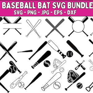 Bate de béisbol SVG, clipart de bate de béisbol, paquete de SVG de béisbol, SVG deportivo, Cricut de béisbol, vector de bate de béisbol, silueta de bate de béisbol, PNG