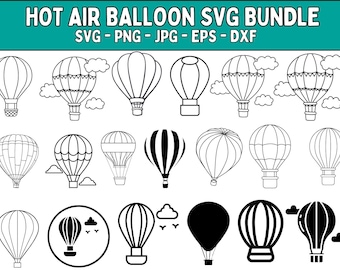 Hot Air Balloon SVG Bundle: Clipart Cut Files (Digital Download)