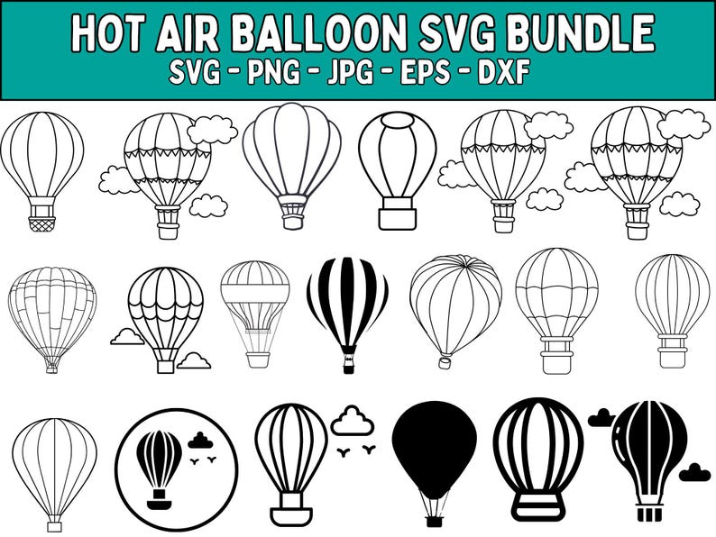 Hot Air Balloon SVG Bundle: Clipart Cut Files (digital Download) - Etsy